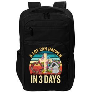 Retro A Lot Can Happen in 3 Days Floral Easter Day Impact Tech Backpack