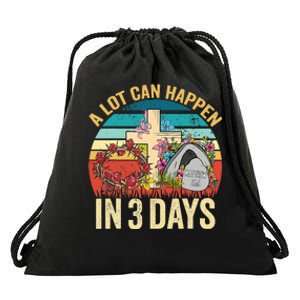 Retro A Lot Can Happen in 3 Days Floral Easter Day Drawstring Bag