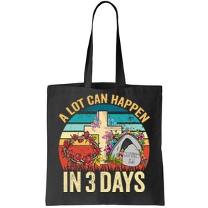 Retro A Lot Can Happen in 3 Days Floral Easter Day Tote Bag