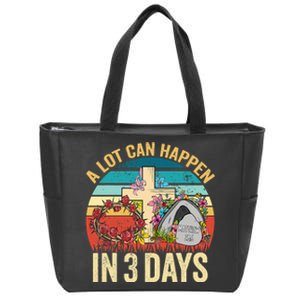 Retro A Lot Can Happen in 3 Days Floral Easter Day Zip Tote Bag