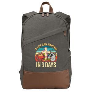 Retro A Lot Can Happen in 3 Days Floral Easter Day Cotton Canvas Backpack