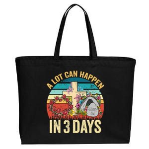 Retro A Lot Can Happen in 3 Days Floral Easter Day Cotton Canvas Jumbo Tote