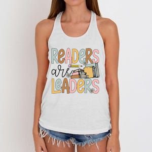 Readers Are Leaders Reading Book Lovers Teacher Women's Knotted Racerback Tank