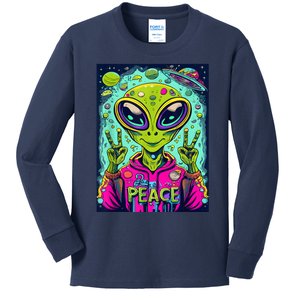 Retro Alien Lover UFO Abduction Team Alien Kids Long Sleeve Shirt