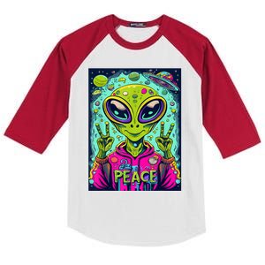 Retro Alien Lover UFO Abduction Team Alien Kids Colorblock Raglan Jersey