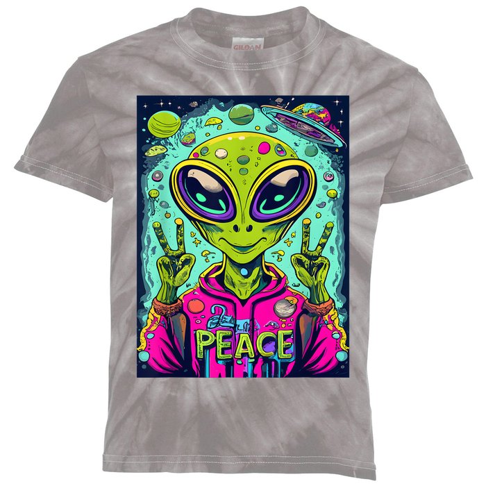 Retro Alien Lover UFO Abduction Team Alien Kids Tie-Dye T-Shirt