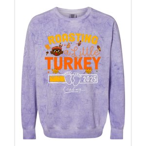 Roasting A Little Turkey Thanksgiving Pregnancy Announcement Colorblast Crewneck Sweatshirt