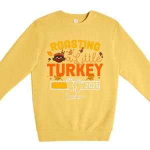 Roasting A Little Turkey Thanksgiving Pregnancy Announcement Premium Crewneck Sweatshirt