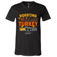 Roasting A Little Turkey Thanksgiving Pregnancy Announcement V-Neck T-Shirt