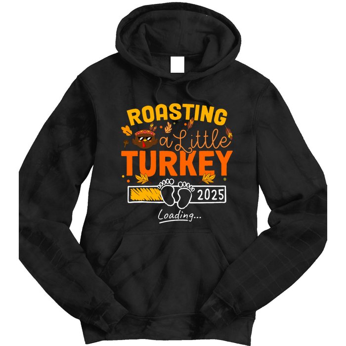 Roasting A Little Turkey Thanksgiving Pregnancy Announcement Tie Dye Hoodie