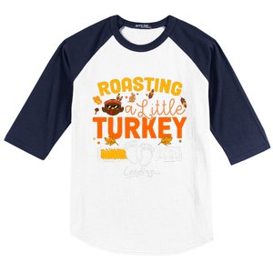 Roasting A Little Turkey Thanksgiving Pregnancy Announcement Baseball Sleeve Shirt