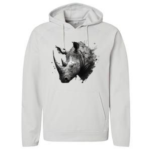 Rhino animal lovers animal rhino Performance Fleece Hoodie