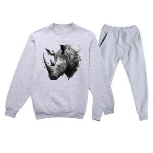 Rhino animal lovers animal rhino Premium Crewneck Sweatsuit Set