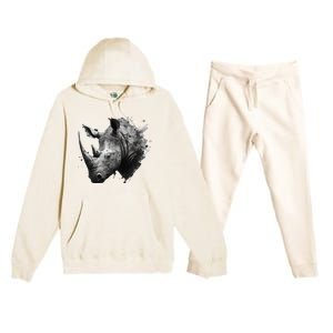 Rhino animal lovers animal rhino Premium Hooded Sweatsuit Set