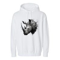 Rhino animal lovers animal rhino Garment-Dyed Fleece Hoodie