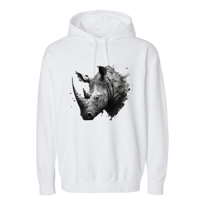 Rhino animal lovers animal rhino Garment-Dyed Fleece Hoodie