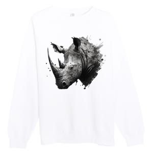 Rhino animal lovers animal rhino Premium Crewneck Sweatshirt