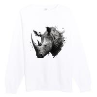 Rhino animal lovers animal rhino Premium Crewneck Sweatshirt