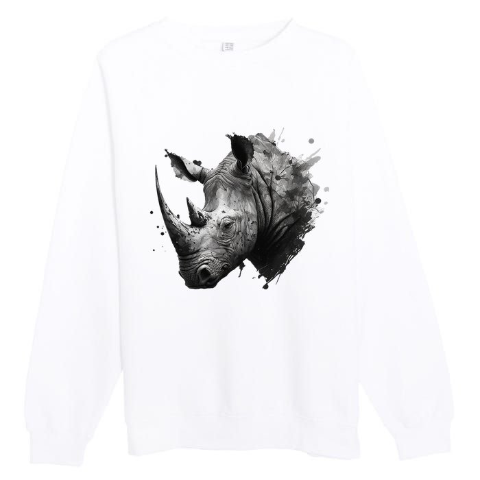 Rhino animal lovers animal rhino Premium Crewneck Sweatshirt