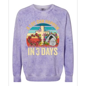 Retro A Lot Can Happen in 3 Days Floral Easter Day Colorblast Crewneck Sweatshirt