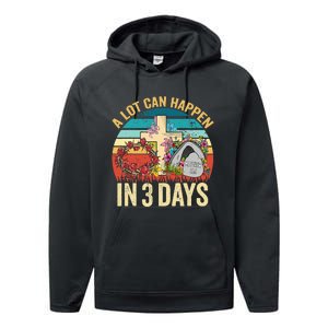 Retro A Lot Can Happen in 3 Days Floral Easter Day Performance Fleece Hoodie