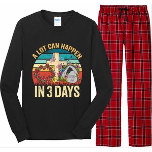 Retro A Lot Can Happen in 3 Days Floral Easter Day Long Sleeve Pajama Set