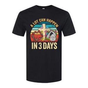 Retro A Lot Can Happen in 3 Days Floral Easter Day Softstyle CVC T-Shirt