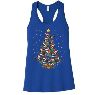 Raccoon Animal Lover Xmas Gift Raccoon Christmas Tree Gift Women's Racerback Tank