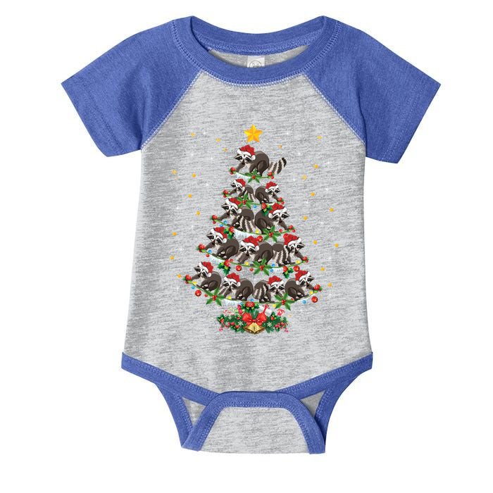 Raccoon Animal Lover Xmas Gift Raccoon Christmas Tree Gift Infant Baby Jersey Bodysuit