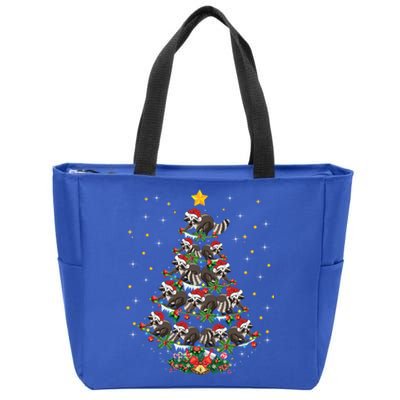 Raccoon Animal Lover Xmas Gift Raccoon Christmas Tree Gift Zip Tote Bag