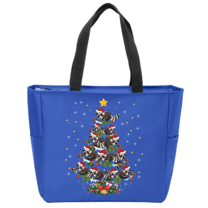 Raccoon Animal Lover Xmas Gift Raccoon Christmas Tree Gift Zip Tote Bag