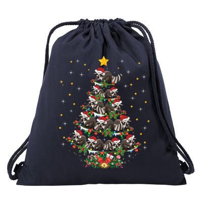 Raccoon Animal Lover Xmas Gift Raccoon Christmas Tree Gift Drawstring Bag