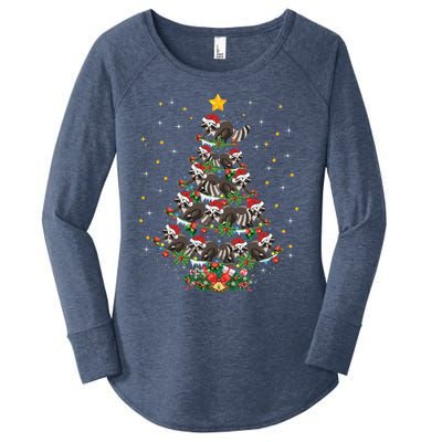 Raccoon Animal Lover Xmas Gift Raccoon Christmas Tree Gift Women's Perfect Tri Tunic Long Sleeve Shirt