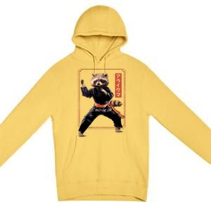 Raccoon Animal Martial Arts Premium Pullover Hoodie