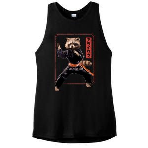 Raccoon Animal Martial Arts Ladies PosiCharge Tri-Blend Wicking Tank