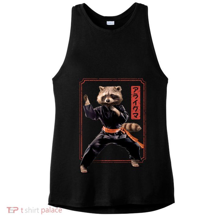 Raccoon Animal Martial Arts Ladies PosiCharge Tri-Blend Wicking Tank