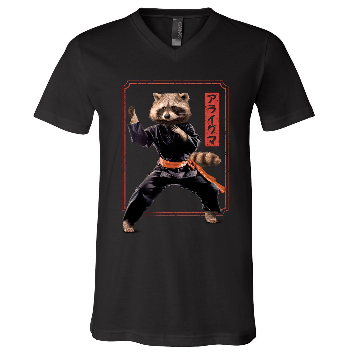 Raccoon Animal Martial Arts V-Neck T-Shirt