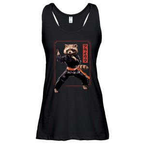 Raccoon Animal Martial Arts Ladies Essential Flowy Tank