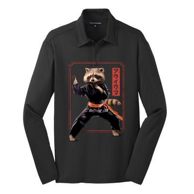 Raccoon Animal Martial Arts Silk Touch Performance Long Sleeve Polo