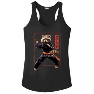 Raccoon Animal Martial Arts Ladies PosiCharge Competitor Racerback Tank