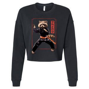 Raccoon Animal Martial Arts Cropped Pullover Crew