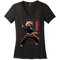 Raccoon Animal Martial Arts Women's V-Neck T-Shirt