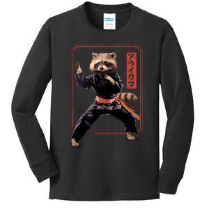 Raccoon Animal Martial Arts Kids Long Sleeve Shirt