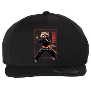 Raccoon Animal Martial Arts Wool Snapback Cap