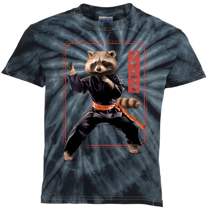 Raccoon Animal Martial Arts Kids Tie-Dye T-Shirt