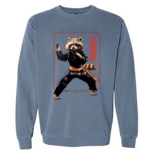 Raccoon Animal Martial Arts Garment-Dyed Sweatshirt