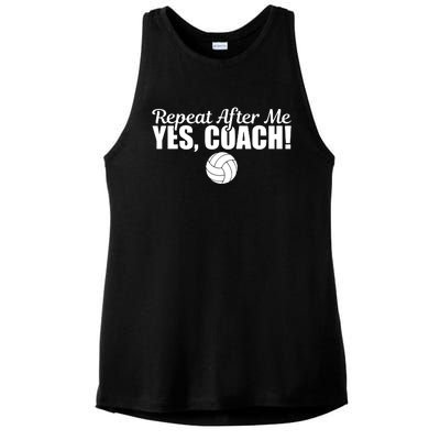 Repeat After Me Yes Coach Funny Sports Volleyball Ladies PosiCharge Tri-Blend Wicking Tank