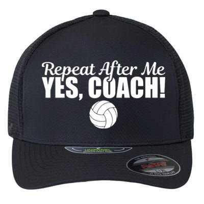 Repeat After Me Yes Coach Funny Sports Volleyball Flexfit Unipanel Trucker Cap