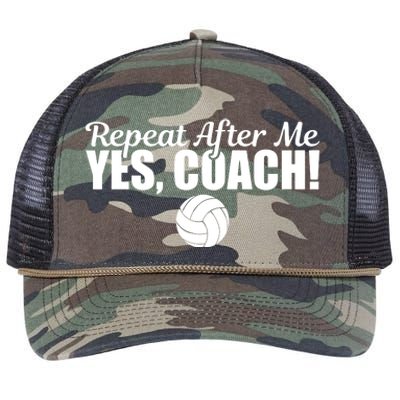 Repeat After Me Yes Coach Funny Sports Volleyball Retro Rope Trucker Hat Cap