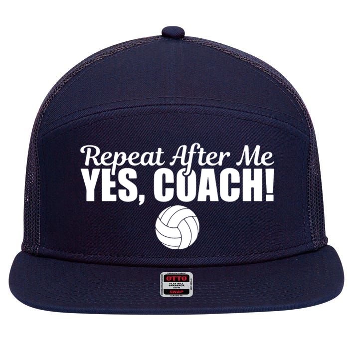 Repeat After Me Yes Coach Funny Sports Volleyball 7 Panel Mesh Trucker Snapback Hat